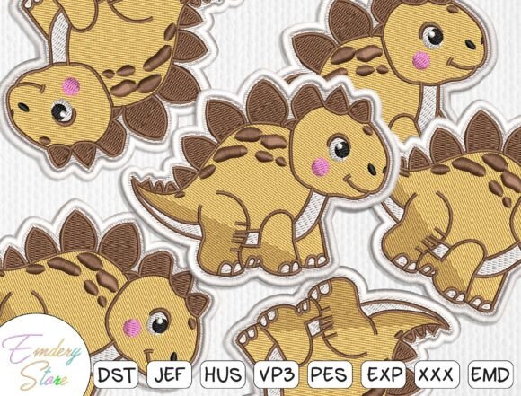 Cute Dinosaur Embroidery Design Patch