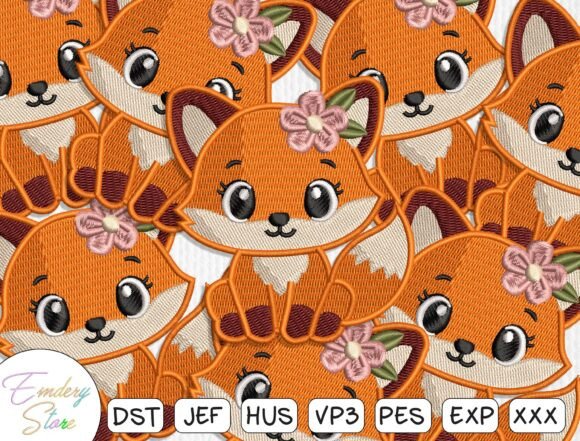 Cute Fox Embroidery Patch Design