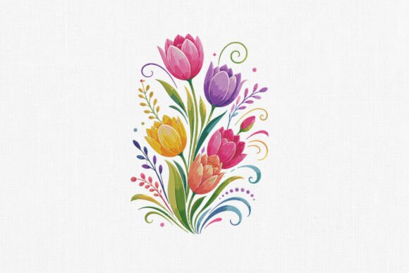 Review: Colorful Tulip Floral Embroidery Art for Apparel